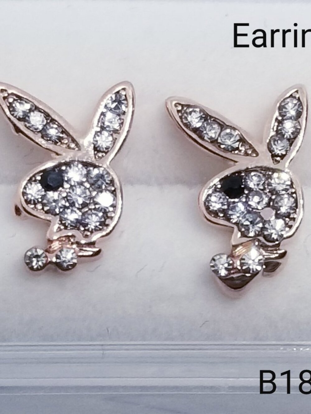 Pair Rose Gold CZ Playboy Bunny Stud Earrings B1899